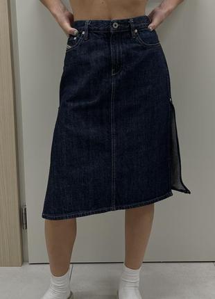 Diesel джинсовая юбка до колена с разрезом по бокам y2k9 фото