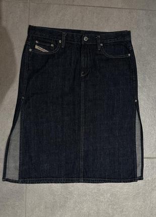 Diesel джинсовая юбка до колена с разрезом по бокам y2k3 фото