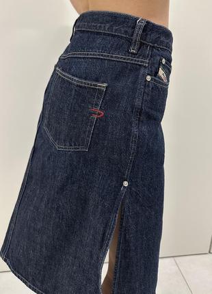 Diesel джинсовая юбка до колена с разрезом по бокам y2k