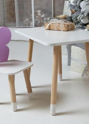 Столик детский прямоугольный со стульчиком бабочка 46х60х45 см белая/фиолетовая (230032)3 фото