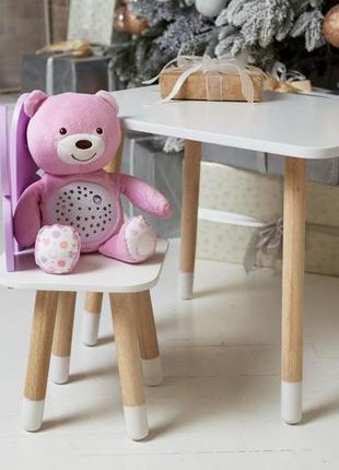 Столик детский прямоугольный со стульчиком бабочка 46х60х45 см белая/фиолетовая (230032)4 фото