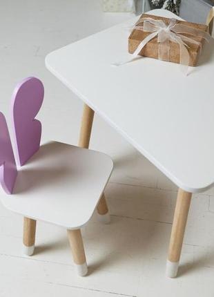 Столик детский прямоугольный со стульчиком бабочка 46х60х45 см белая/фиолетовая (230032)7 фото