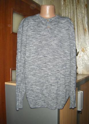 Джемпер хлопковый серый на парня 12 лет, рост 146-152 см