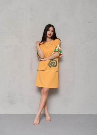 Туніка жіноча з рукавами в принт - жовта3 фото