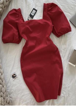 Червона сукня primark  червона коротка облягаюча сукня червоне плаття коротке красно платье4 фото