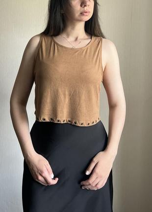 Топ h&m в рубчик кроп топ блуза блузка футболка майка джемпер гольф лонгслів