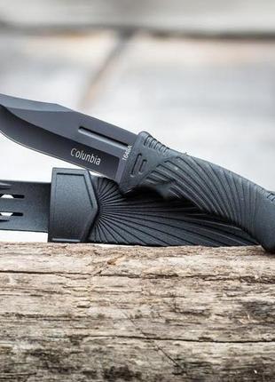 Тактический нож colunbia ( хаки & черный ) матовый 24 см. нож армейский с чехлом4 фото