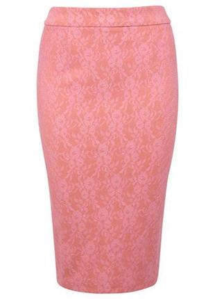 Красивая гипюровая юбка-карандаш миди "miss selfridge". размер uk10/eur38.