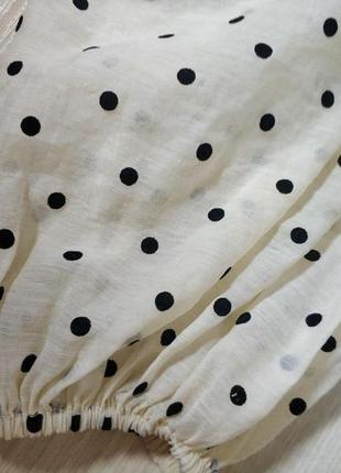 Светло-бежевая демисезонная блузка блуза оборка рюши воланы горох оверсайз бренд h&amp;m,р.l8 фото
