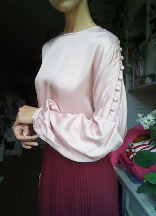 Шикарная блузка с пышними рукавами, винтажная блузка в средневековом стиле, нарядная блузка, сатиновая рубашка, сатиновая блузка2 фото