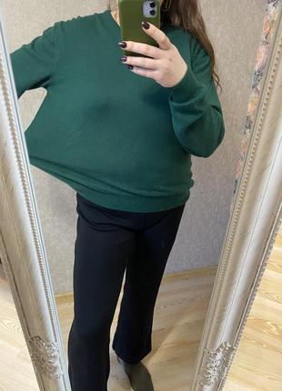 Зелёный кашемировый джемпер пуловер 50-54 р2 фото