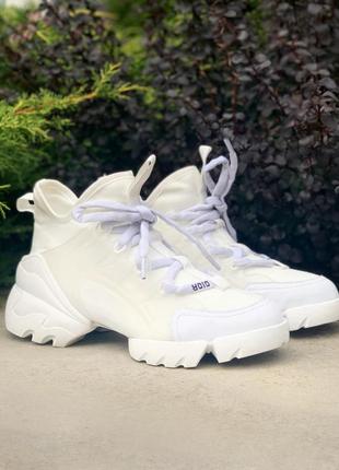 Кроссовки женские christian dior d-connect sneaker white neoprene