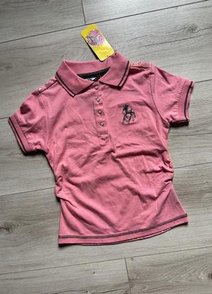 Розовая футболка поло со сборками для девочки ox 7 лет /122 см