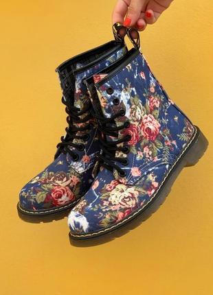 Ботинки женские демисезон no brand boots blue flower high3 фото