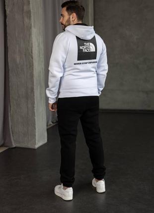 Зимний унисекс костюм соп худи на молнии и штаны на флисе в стиле тн tnf the north face теплый комплект