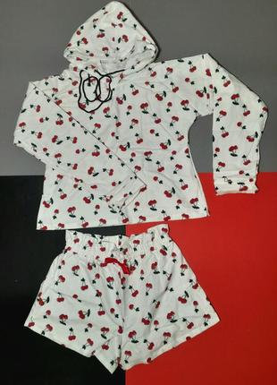 Женская зимняя пижама кофта и шорты байка1 фото