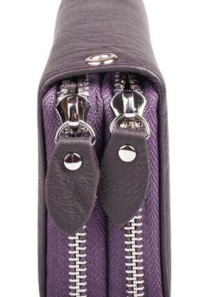 Женский кожаный кошелек клатч st 238-2 на две молнии фиолетовый натуральная кожа4 фото