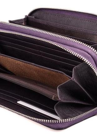 Женский кожаный кошелек клатч st 238-2 на две молнии фиолетовый натуральная кожа3 фото