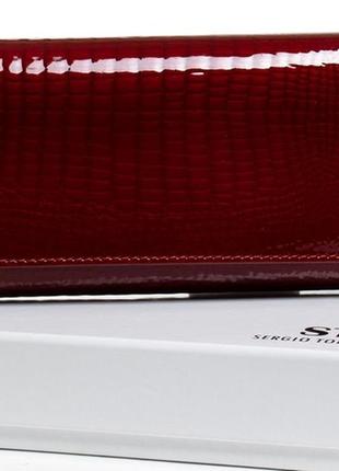 Женский кожаный кошелек на магнитах sergio torretti w501-2 красный натуральная кожа