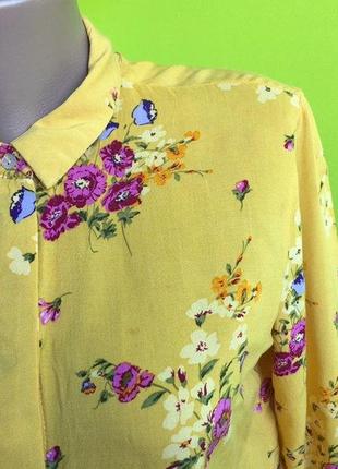 Блузка stradivarius/ рубашка с воротником/ рукав 3/4 / цветочный принт/ вискоза7 фото