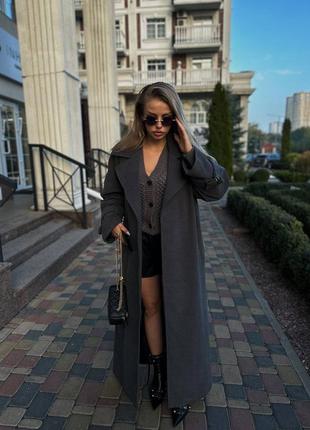 Шикарное пальто смл  😍 2 цвета в наличии  черное и серое10 фото