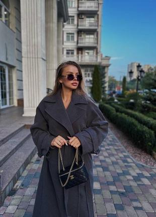 Шикарное пальто смл  😍 2 цвета в наличии  черное и серое6 фото