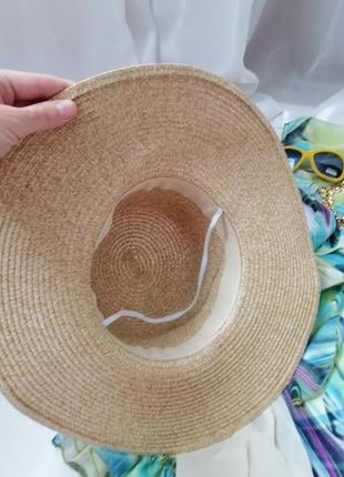 Літній плетений капелюх з прикрасою ланцюжок і бант6 фото