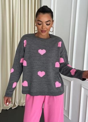 Жіночий трикотажний светр у сердечко, серце, кофта туреччина s, m, l