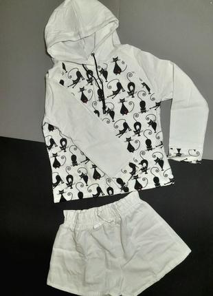 Женская пижама кофта худи и шорты, женская одежда для для дома2 фото