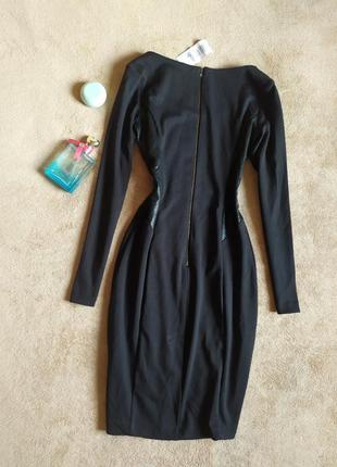Качественное эластичное плотное платье миди со вставками под змеиную кожу3 фото