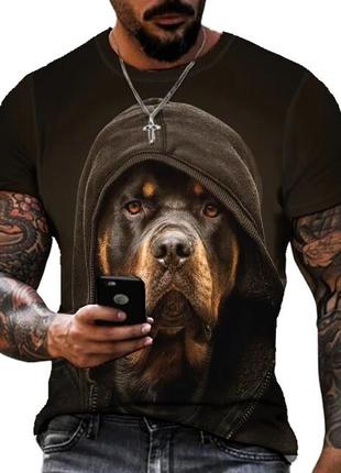 Чоловіча футболка з 3d-принтом собаки ротвелер/модна трендова футболка унісекс з коротким рукавом