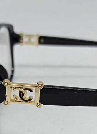Оски в стиле chanel имиджевые женские оправа для очков черная с золотым логотипом4 фото