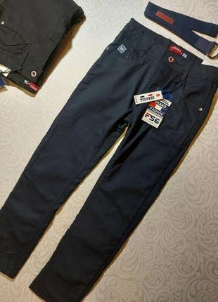 Котонові штани на флісі для хлопчиків  140 146 158 164 чорні, сині seagull  текстурні2 фото