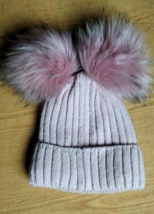 Зимняя трикотажная шапка для девочки 7-8 лет. размер 52-54.3 фото