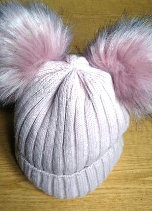 Зимова трикотажна шапка для дівчинки 7-8 років. розмір 52-54.