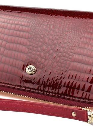 Женский кожаный кошелек клатч st s5001a на две молнии бордовый натуральная кожа1 фото
