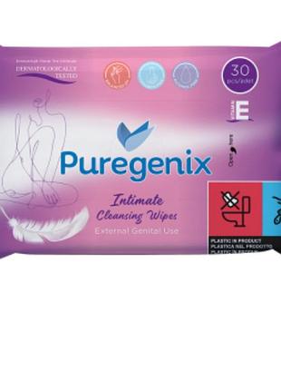 Вологі серветки для інтимної гігієни puregenix,30 шт.
