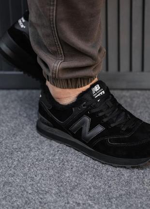 Зимние, замшевые кроссовки с мехом new balance 574 winter8 фото