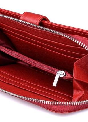 Женский кожаный кошелек на молнии st 026 красный натуральная кожа3 фото