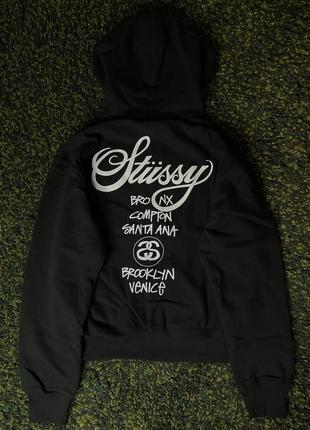 Кофта stussy x dsm world tour zip hoodie black (new) | original1 фото