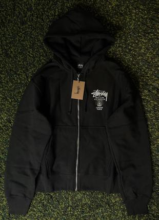 Кофта stussy x dsm world tour zip hoodie black (new) | original2 фото