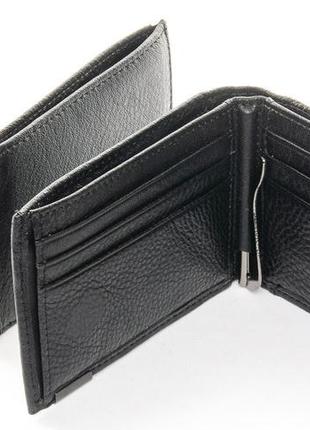 Мужской кожаный кошелек с зажимом bretton 168-24c черный науральная кожа2 фото