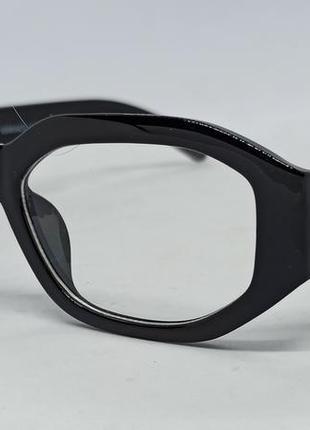 Очки в стиле versace унисекс имиджевые оправа для очков черная с золотым логотипом1 фото