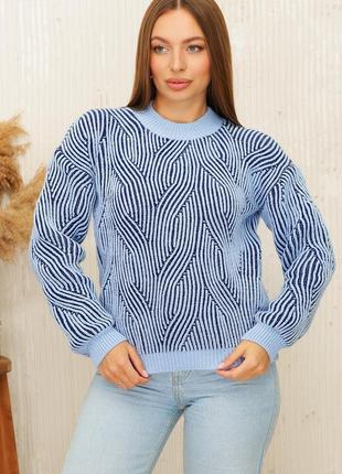 Вязаний светр оверсайз з вовною теплий жіночий светр широкий2 фото