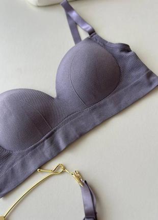 Хлопковый комплект белья пушап. бюстгальтер пуш ап и трусики стринги. базовый комплект...