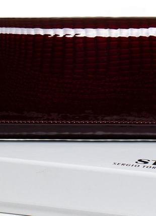 Женский кожаный кошелек на магнитах sergio torretti w501-2 бордовый натуральная кожа