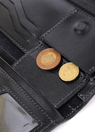 Вместительный кошелек с монетницей снаружи из натуральной кожи grande pelle 11647 марсала5 фото