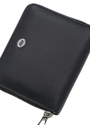 Женский кожаный кошелек на молнии st 390 черный натуральная кожа1 фото