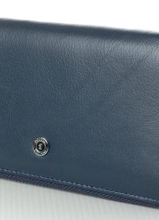 Жіночий шкіряний гаманець на блискавці boston 208 синій натуральна шкіра
