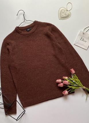 Уютный, свитер, джемпер, пуловер, f&f, шерсть, акрил, коричневый, вязаный7 фото